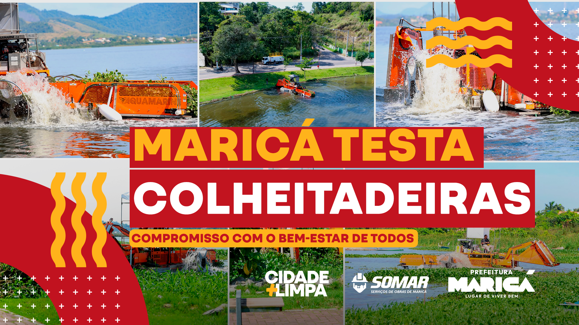 Maricá testa colheitadeiras aquáticas para limpeza de rios, canais e lagoas